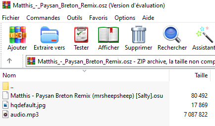 Intérieur de l'archive .osz