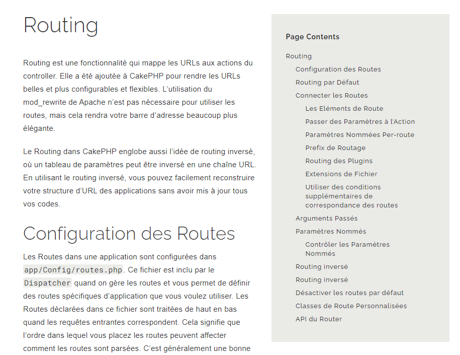 Doc du routing de CakePHP