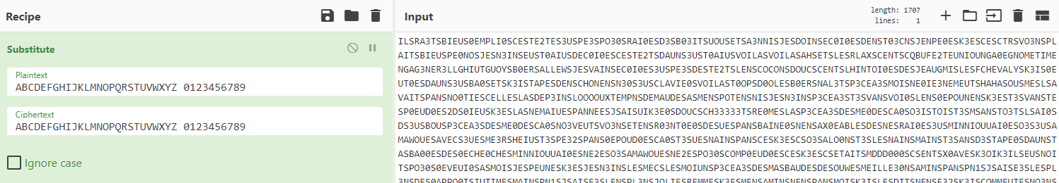 Substitution sur CyberChef