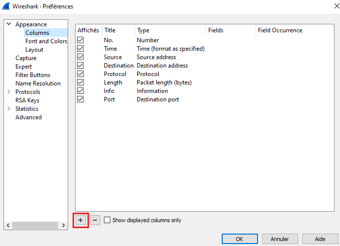 Préférences de WireShark