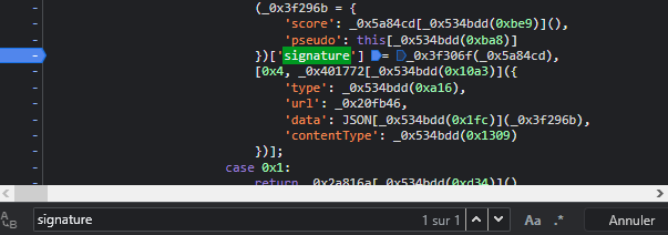 Calcul de la signature dans le main